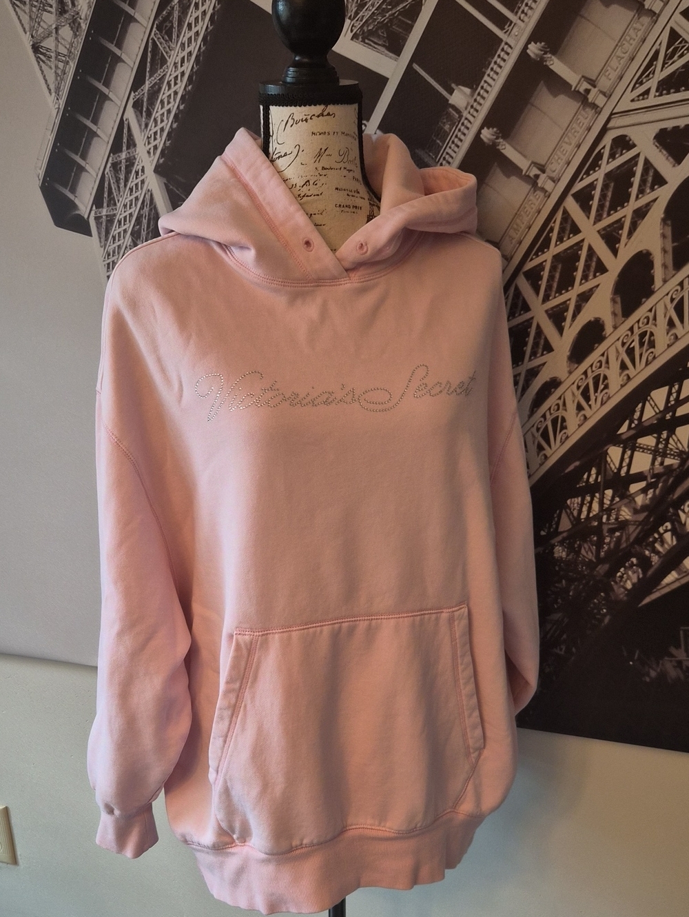 Victoria's Secret Light Pink Rhinestone Script Hoodie